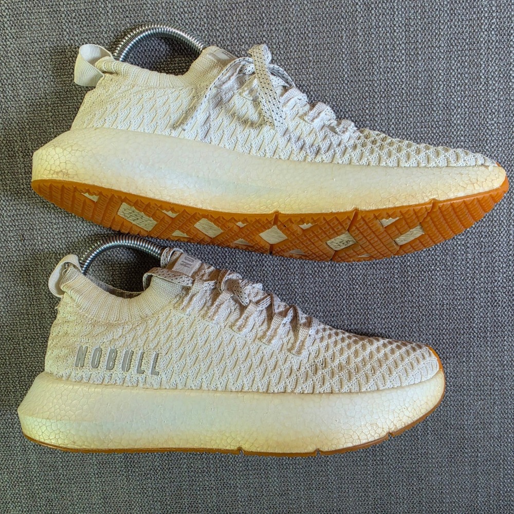 Nobull Knit Runner Women 8 mens 6.5 Cream Stretch Athletic Training Shoes - Picture 5 of 7